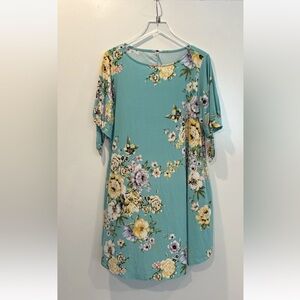 Emerald Green‎ Fliral Shift Floral Dress Women’s Size 1X (1750)